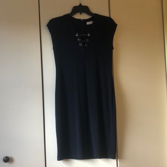 Like-New CK Chain Trim Knee-length Cocktail Dress - Picture 3 of 5